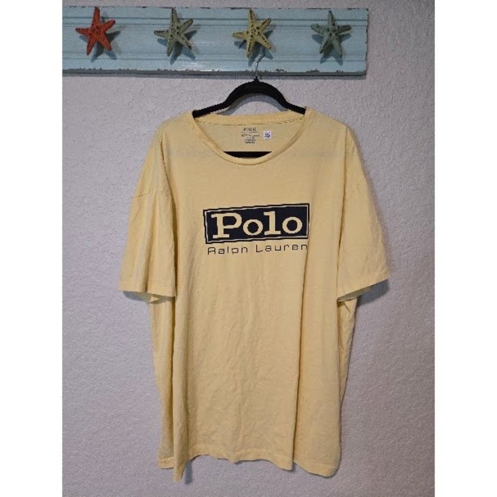 Polo Ralph Lauren Mens Yellow Classic Fit Box Logo Graphic T-Shirt XXL